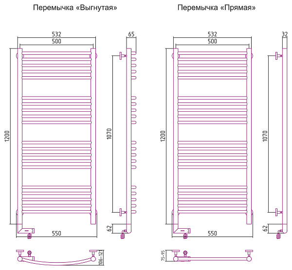 Полотенцесушитель СУНЕРЖА Богема 2.0 1200х500