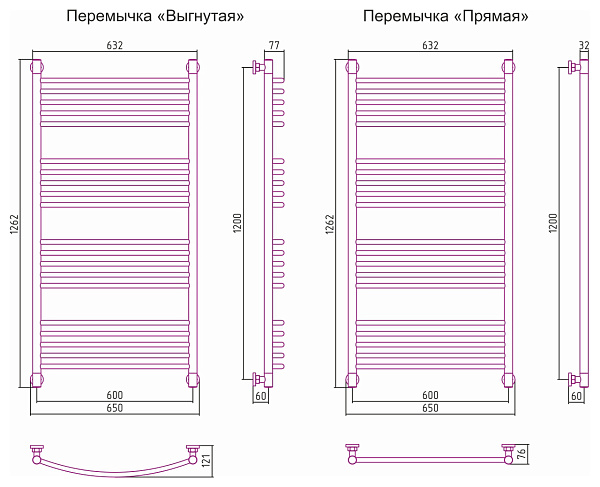 Полотенцесушитель СУНЕРЖА Богема+ 1200x600