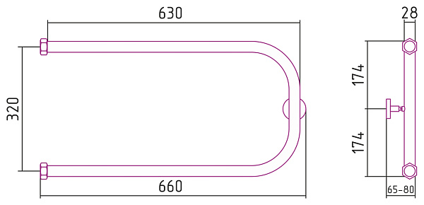 Полотенцесушитель СУНЕРЖА П-образный 320х650