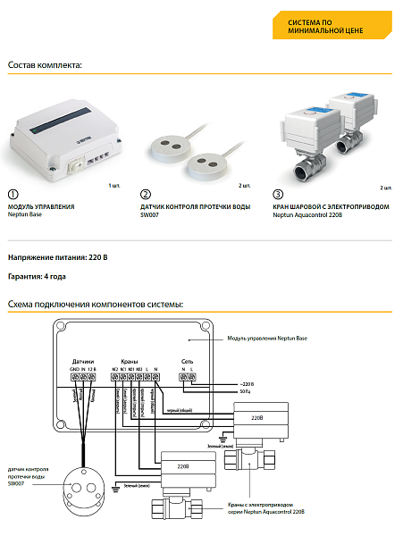 Система контроля протечки воды Neptun Aquacontrol 1/2"