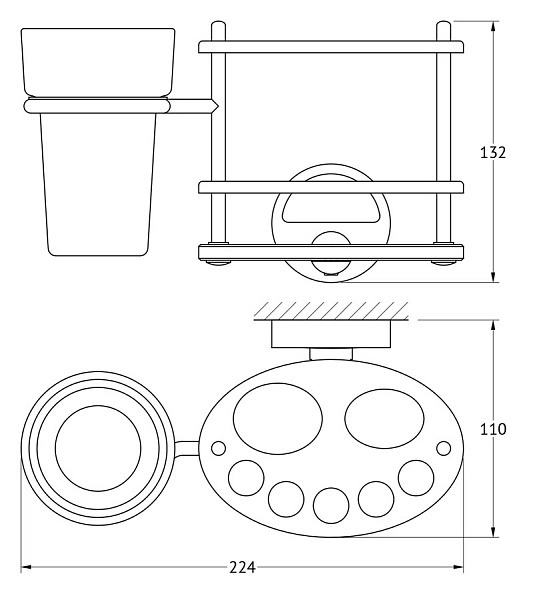 Держатель зубных щеток и пасты со стаканом FBS Luxia LUX 061