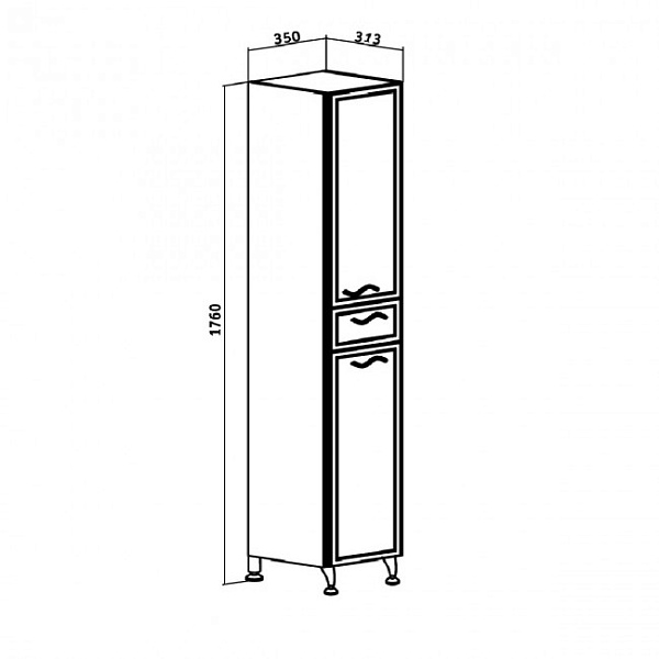 Шкаф-пенал Runo "Севилья 35" R с б/к
