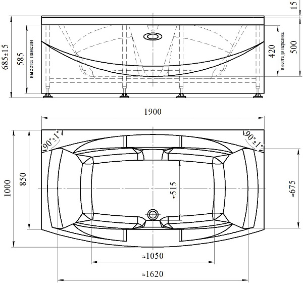 Акриловая ванна Radomir Сиэтл 190х100