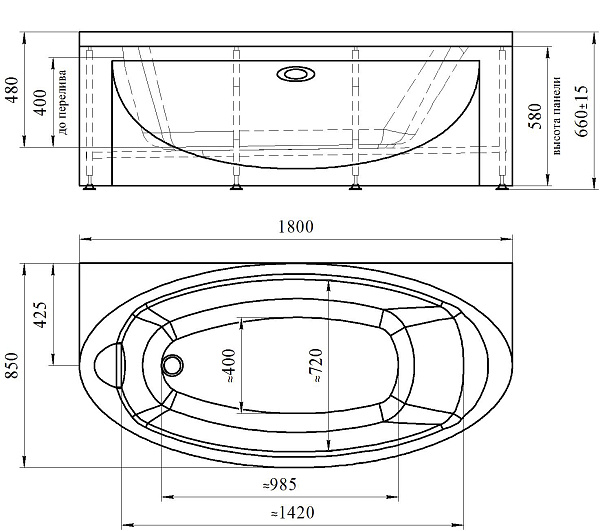 Акриловая ванна Radomir Неаполи 180х85