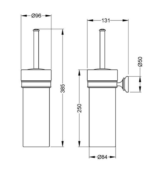 Ершик подвесной для унитаза Burlington Savoy RA53 хром/керамика