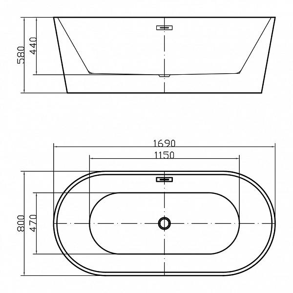 Акриловая ванна отдельностоящая Swedbe Vita 8800G