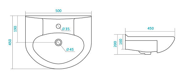 Раковина подвесная Santek Канны 50