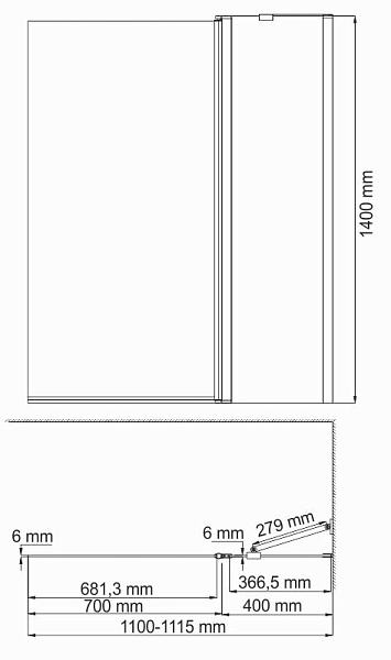 Стеклянная шторка на ванну WasserKraft Berkel 48P02-110RM Matt glass Fixed
