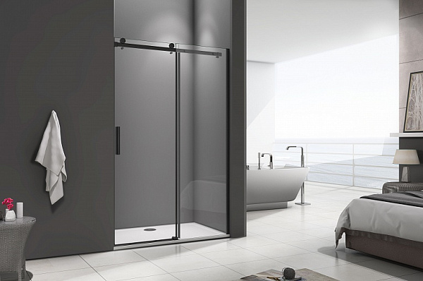 Душевая перегородка Good Door Galaxy WTW-110-C-B профиль черный