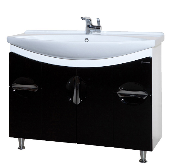Тумба с раковиной Bellezza "Лагуна 105" черная (2 ящика)