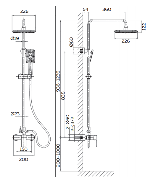 Душевая система с термостатом AltroBagno Lamberto 030103 NeOp