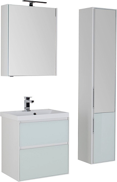 Тумба с раковиной Aquanet "Гласс 90" белый