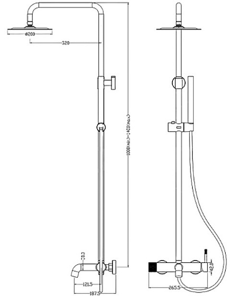 Стойка для душа со смесителем Boheme UNO 468-WCR