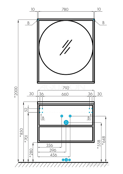 Зеркало Aquaton "Лофт Фабрик 80" дуб эндгрейн