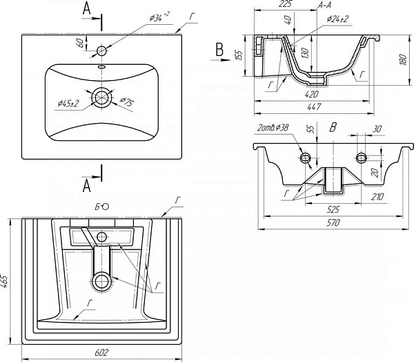 Тумба с раковиной Bellezza "Лоренцо 60" серебро