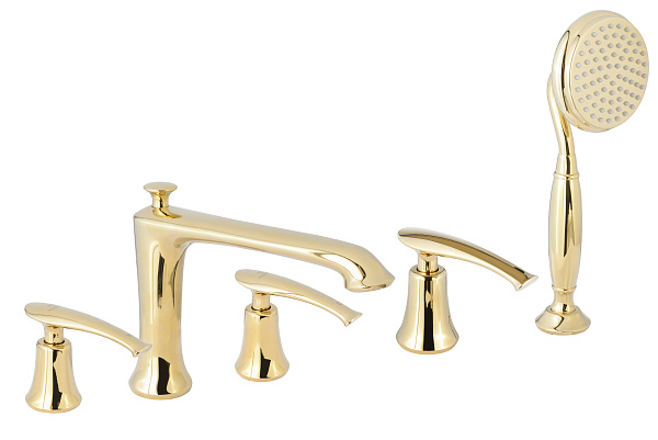 Смеситель на борт ванной с душем AltroBagno Beatrice 020103 Or