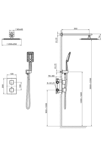 Душевая система с термостатом AltroBagno Aperto 040104 NeOp