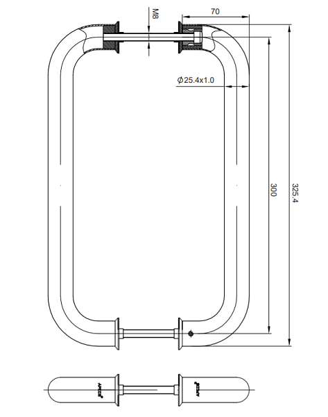 Ручка скоба Apecs HC-0901-25/300-INOX