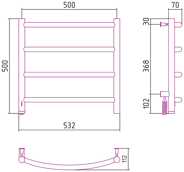 Полотенцесушитель СУНЕРЖА Галант 4.0 500х500