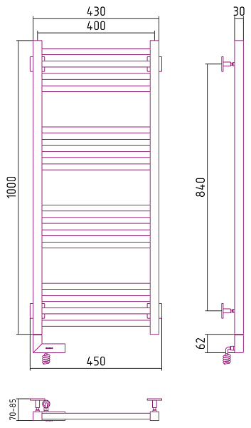Полотенцесушитель СУНЕРЖА Модус 2.0 1000х400