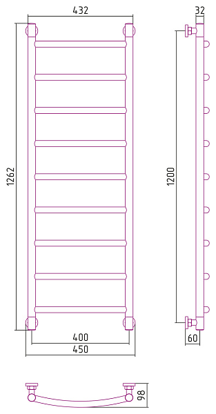Полотенцесушитель СУНЕРЖА Галант+ 1200х400 