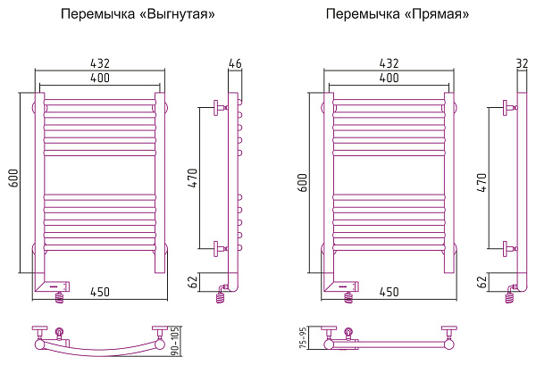 Полотенцесушитель СУНЕРЖА Богема 2.0 600х400