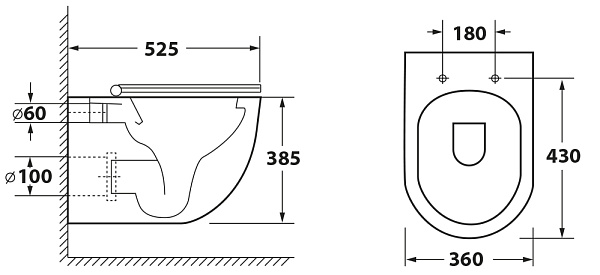 Унитаз подвесной безободковый OWL Wave Cirkel-H с сиденьем DP микролифт