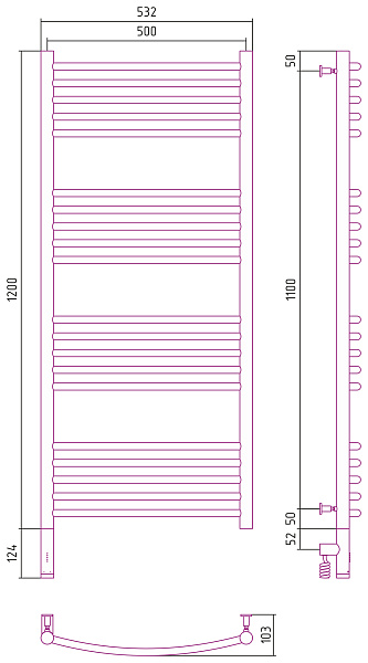Полотенцесушитель СУНЕРЖА Богема 3.0 1200х500