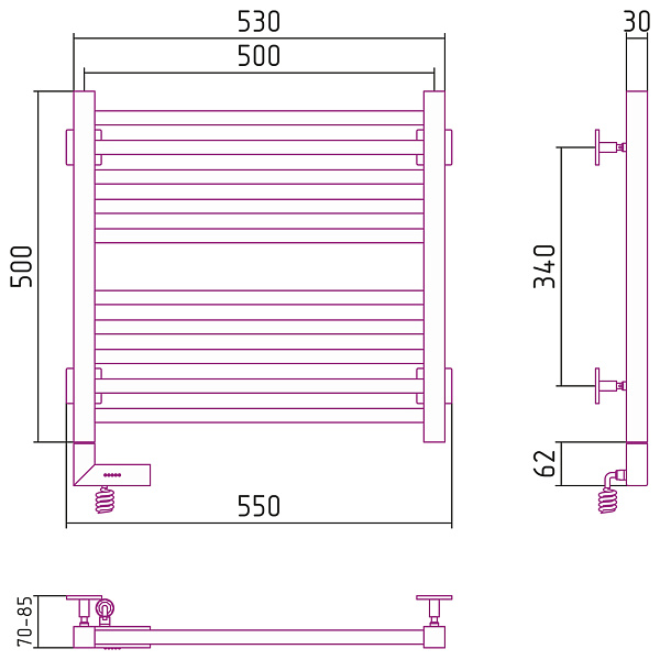 Полотенцесушитель СУНЕРЖА Модус 2.0 500х500
