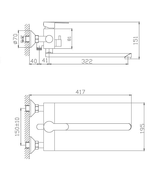 Смеситель для ванны Haiba HB22801
