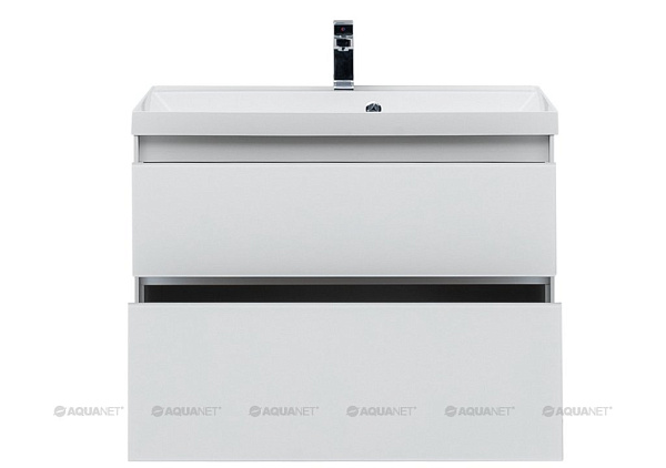 Тумба с раковиной Aquanet "Гласс 100" белый