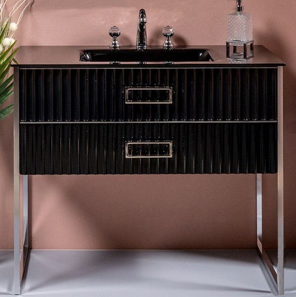 Тумба с раковиной Armadi Art "Monaco 100" черная/хром