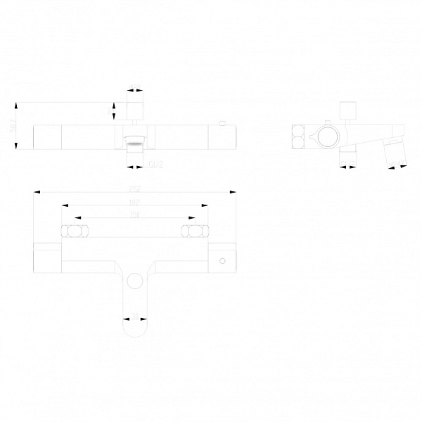 Смеситель термостатический для ванны и душа Swedbe Mercury 9060