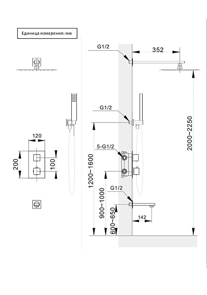 Душевая система с термостатом AltroBagno Cascata 040103 Cr