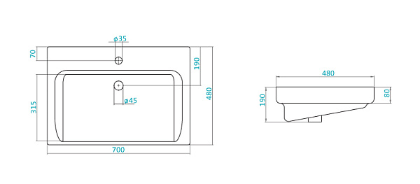 Раковина подвесная Santek Тигода 70