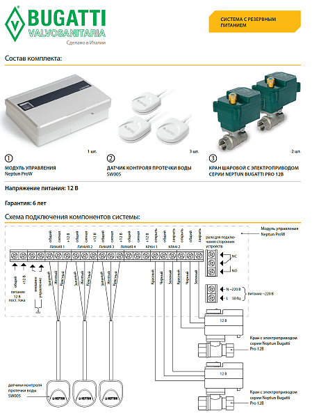 Система контроля протечки воды Neptun Bugatti ProW 3/4"
