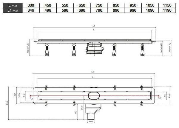 Душевой лоток Pestan Confluo Frameless Line 750 13701232