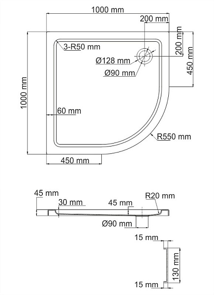 Душевой поддон 100х100 WasserKraft Isen 26T23