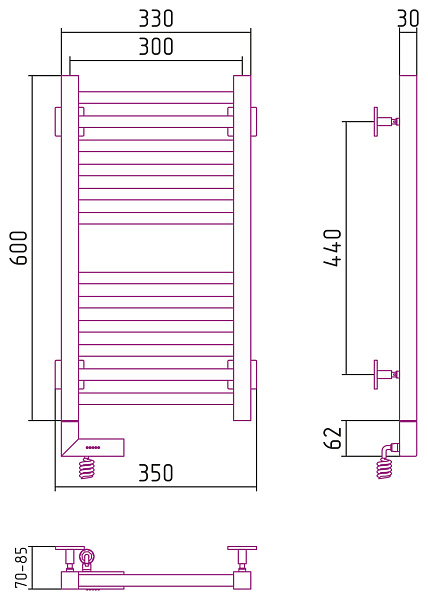 Полотенцесушитель СУНЕРЖА Модус 2.0 600х300