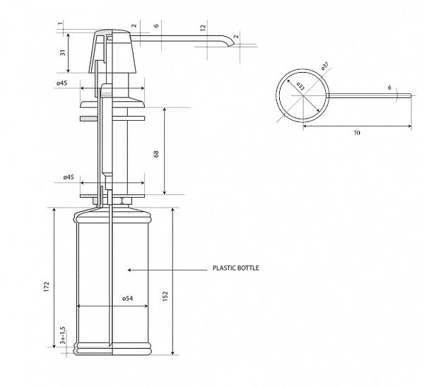 Дозатор для жидкого мыла Paini 53CRDISPABS