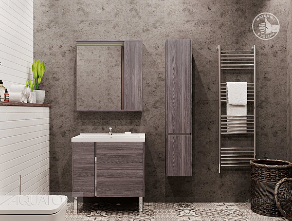 Зеркало-шкаф Aquaton "Стоун 80" грецкий орех