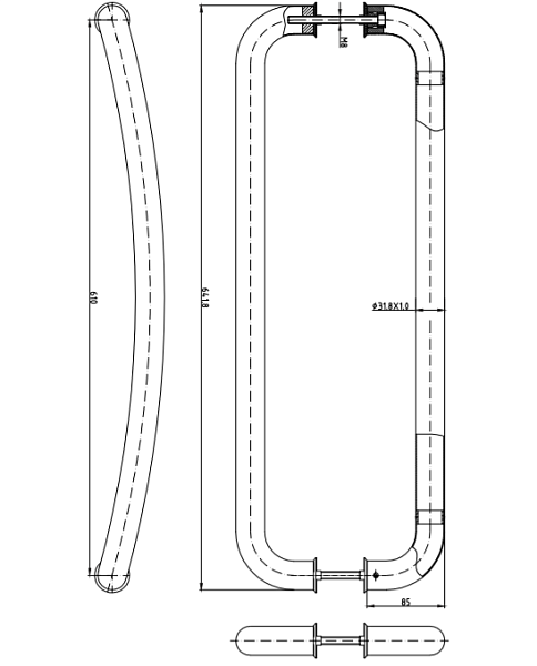 Ручка скоба Apecs HC-0904-32/610-INOX