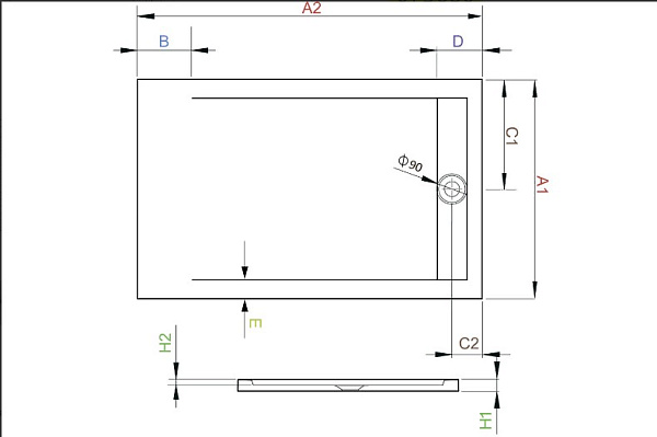 Душевой поддон с решеткой Radaway Teos F HTF9080-54 90x80 черный