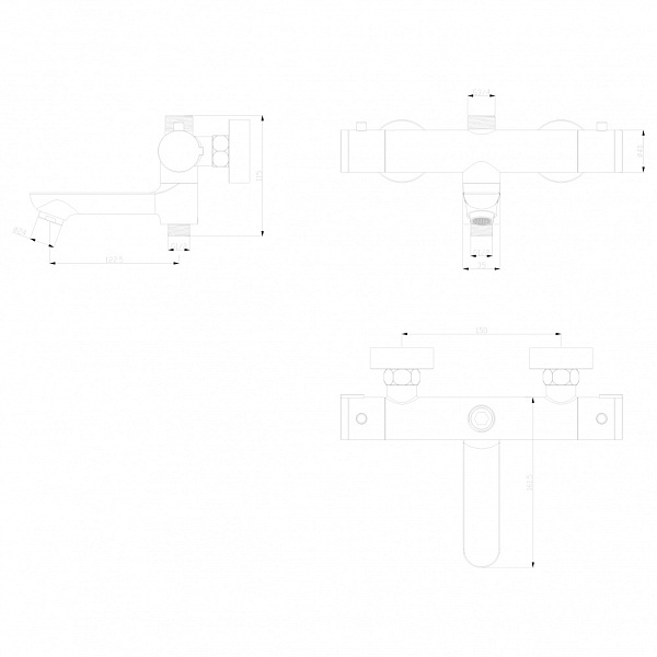 Смеситель термостатический для ванны с поворотным изливом Swedbe Hermes 9042