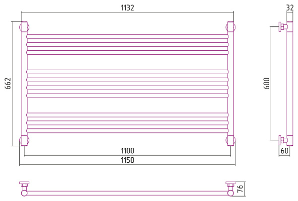 Полотенцесушитель СУНЕРЖА Богема L 600х1100