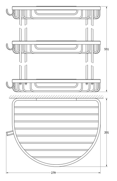 Полка-решетка с крючками 3-х ярусная FBS Ryna RYN 012