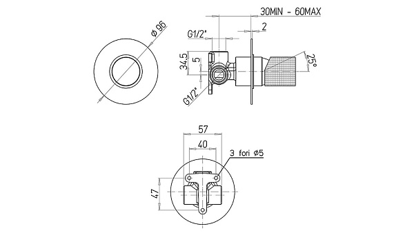 Смеситель для душа Paini Cox Grip 7GPJ690