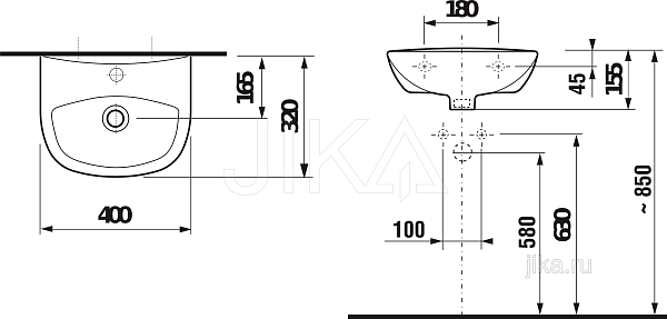 Раковина подвесная Jika Zeta 40