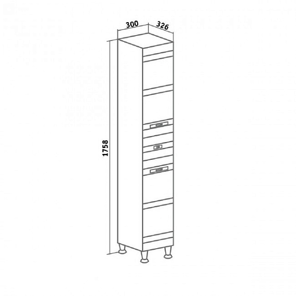 Шкаф-пенал Runo "Турин 30" R с б/к