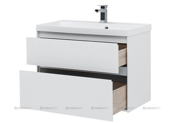Тумба с раковиной Aquanet "Гласс 100" белый